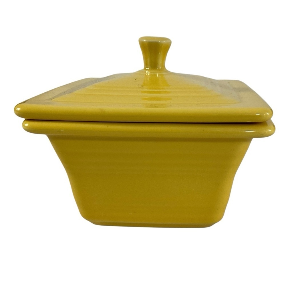 Homer Laughlin Fiesta Daffodil Yellow Square Box With Lid Gift Box ceramic